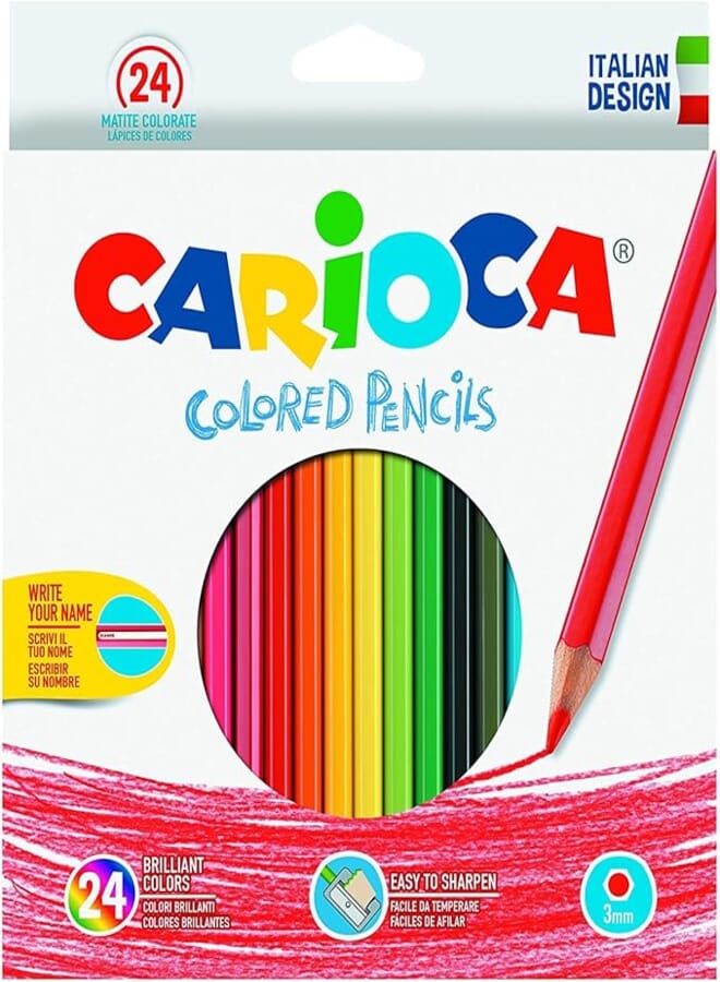 Carioca Colored Pencils 3mm - Set of 24 Multi Color - Kid - Colored Pencils - Unisex - Not Water Resistant - Solid - Pre Sharpened - Ambidextrous